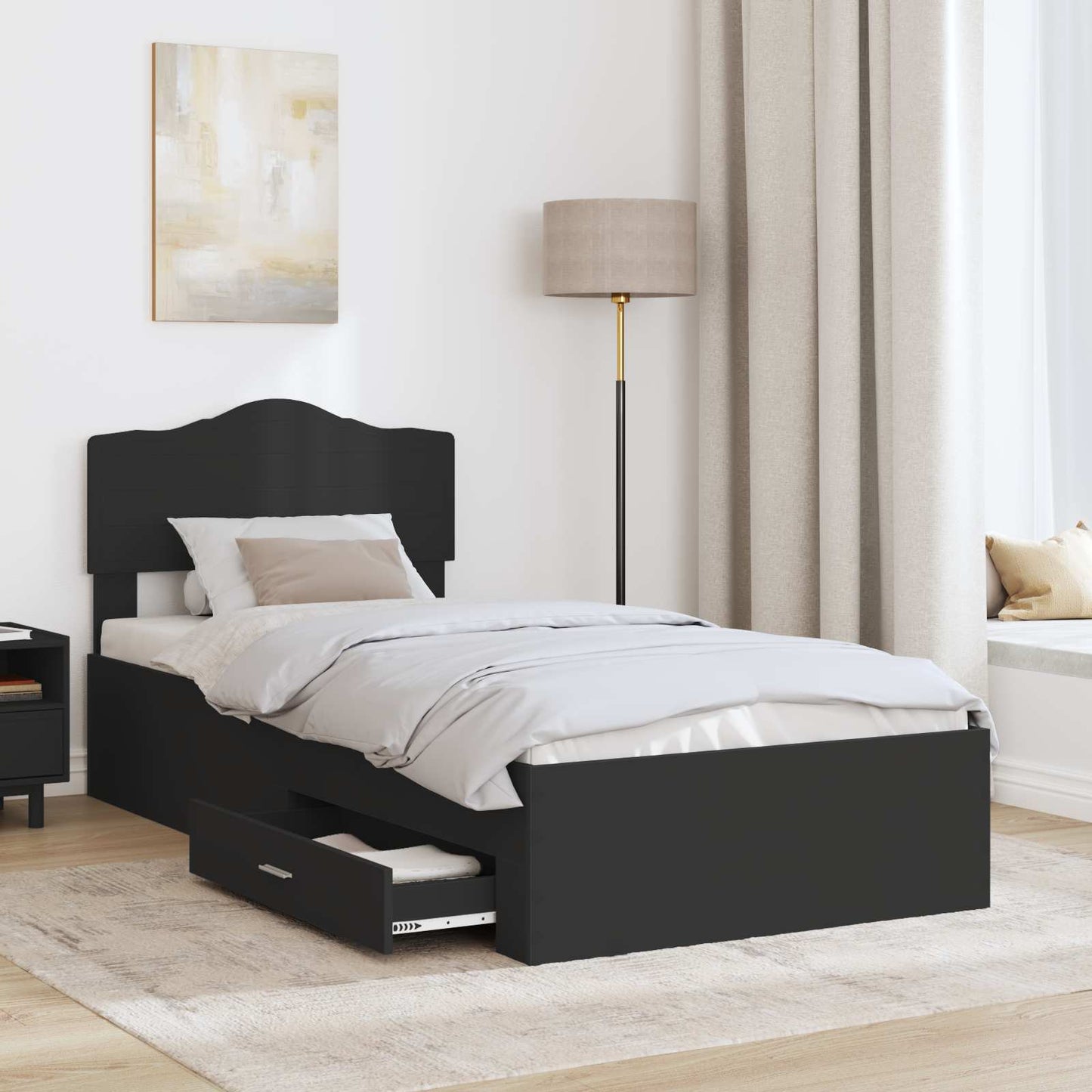 Struttura del letto Nero 100 x 200 cm Legno multistrato | homemem39