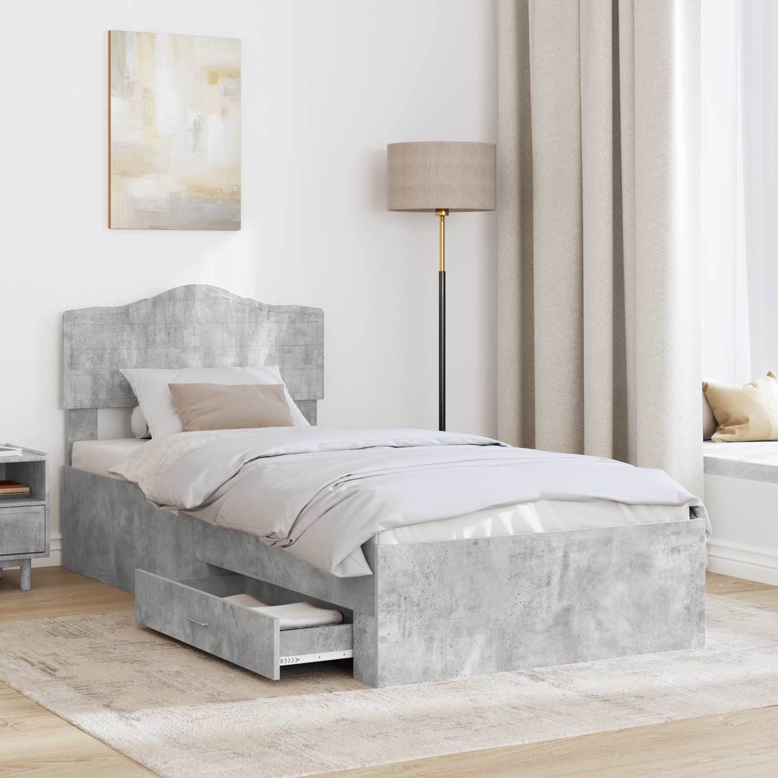 Struttura del letto con testiera Grigio cemento 100 x 200 cm | homemem39