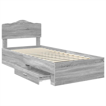Struttura del letto con testiera Grigio Sonoma 100 x 200 cm | homemem39