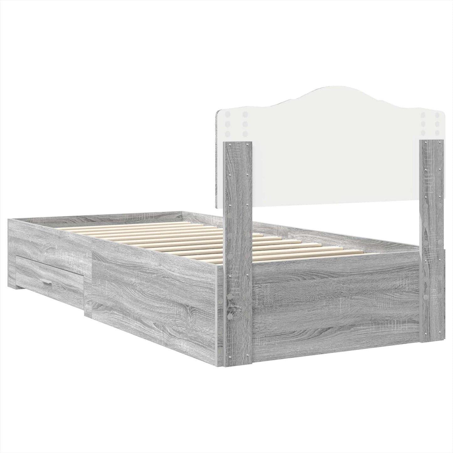 Struttura del letto con testiera Grigio Sonoma 100 x 200 cm | homemem39