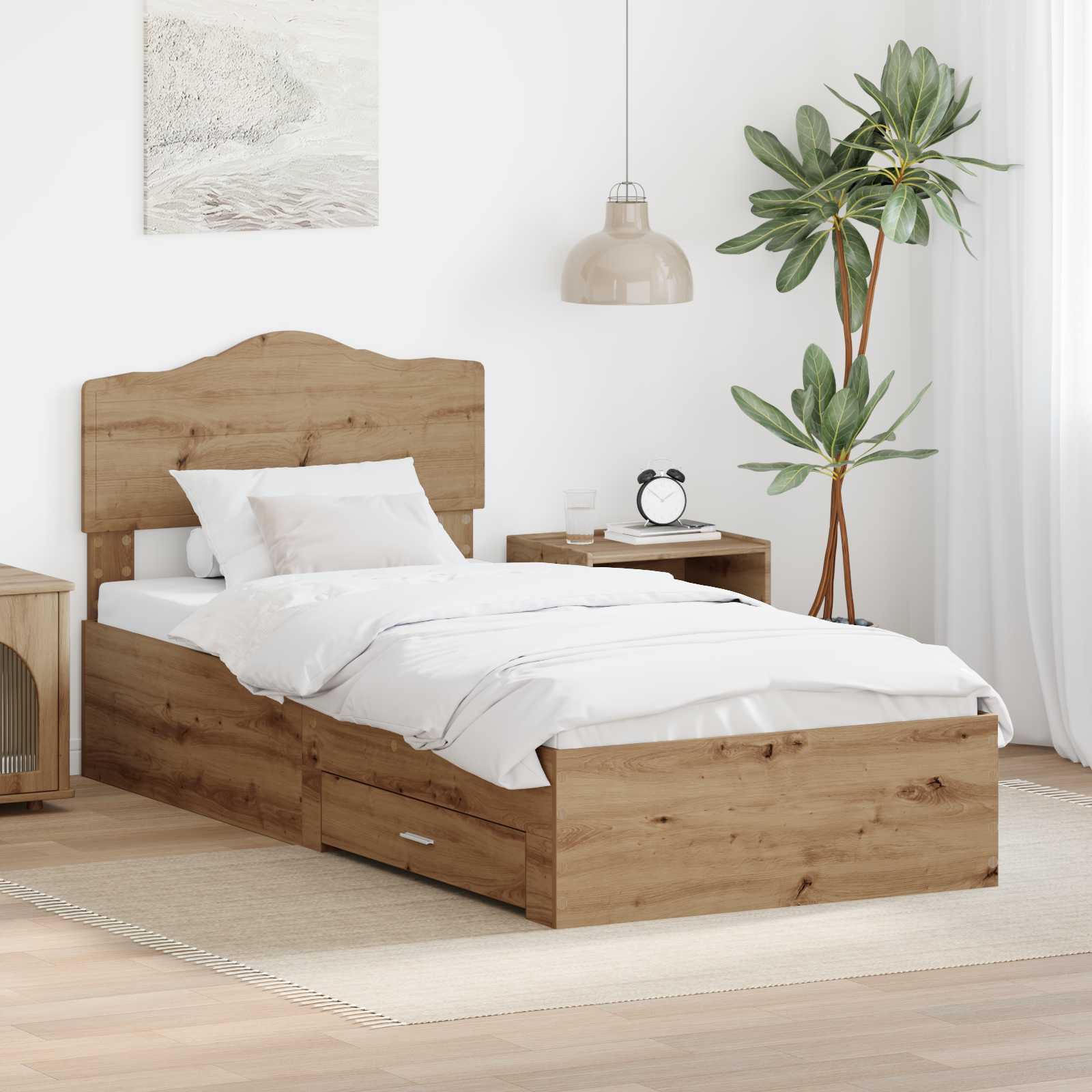 Struttura del letto Rovere artigianale 100 x 200 cm | homemem39