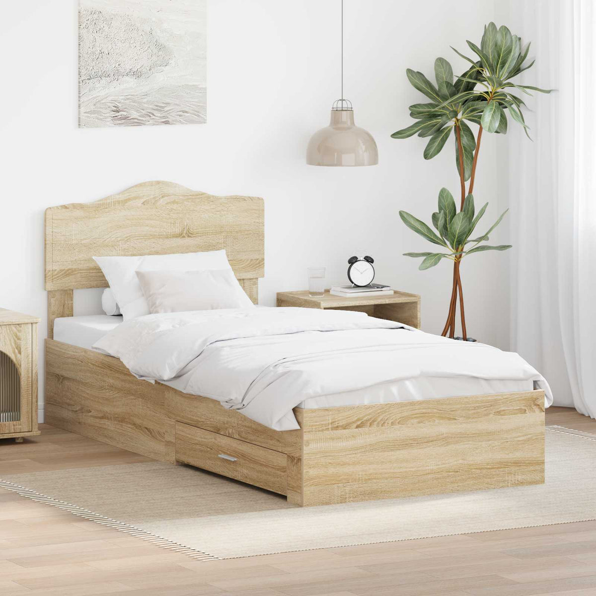 Struttura del letto con cassetto Rovere Sonoma 90 x 200 cm - homemem39