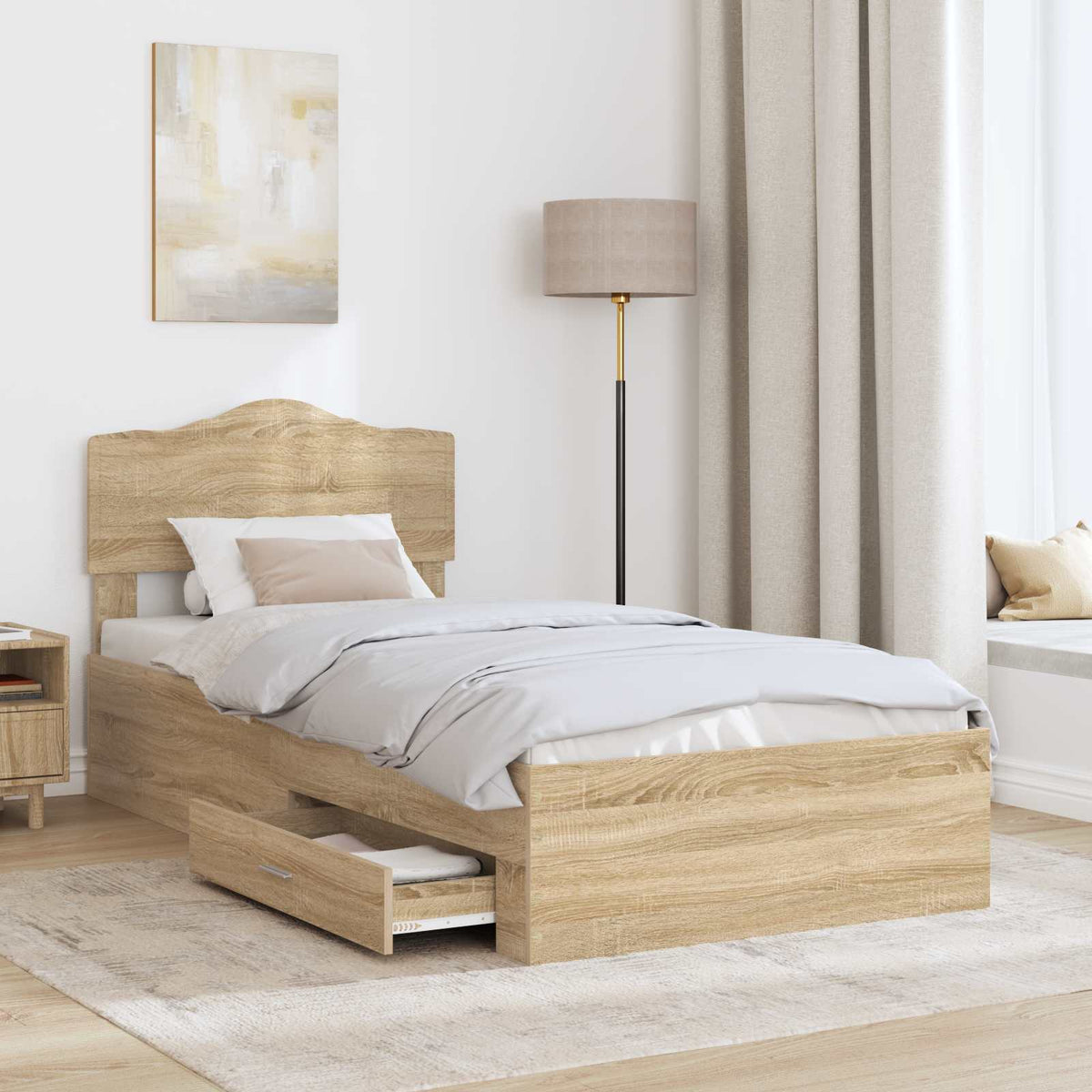 Struttura del letto Rovere Sonoma 90 x 200 cm Legno multistrato | homemem39