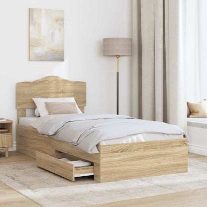 Struttura del letto Rovere Sonoma 90 x 200 cm Legno multistrato | homemem39