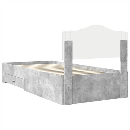Struttura del letto con testiera Grigio cemento 90 x 200 cm | homemem39