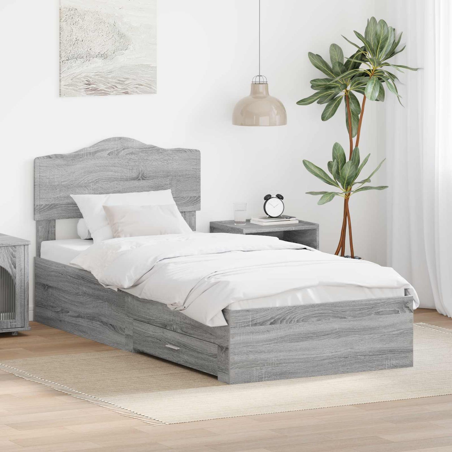 Struttura del letto Grigio Sonoma 90 x 200 cm Legno multistrato | homemem39