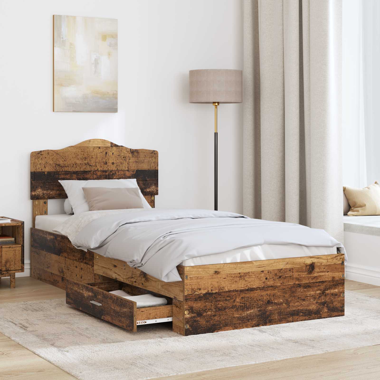 Struttura del letto Legno vecchio 90 x 200 cm Legno multistrato | homemem39