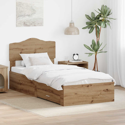 Struttura del letto con cassetto Rovere artigianale 90 x 200 cm | homemem39
