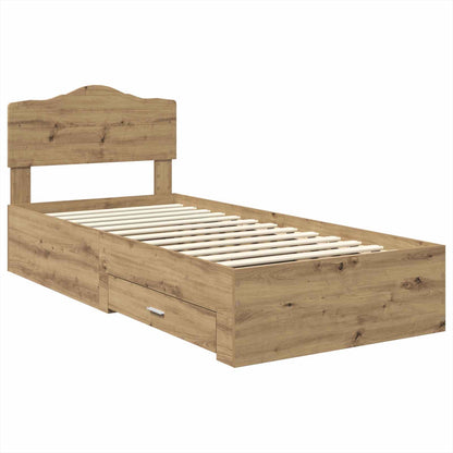 Struttura del letto con cassetto Rovere artigianale 90 x 200 cm | homemem39