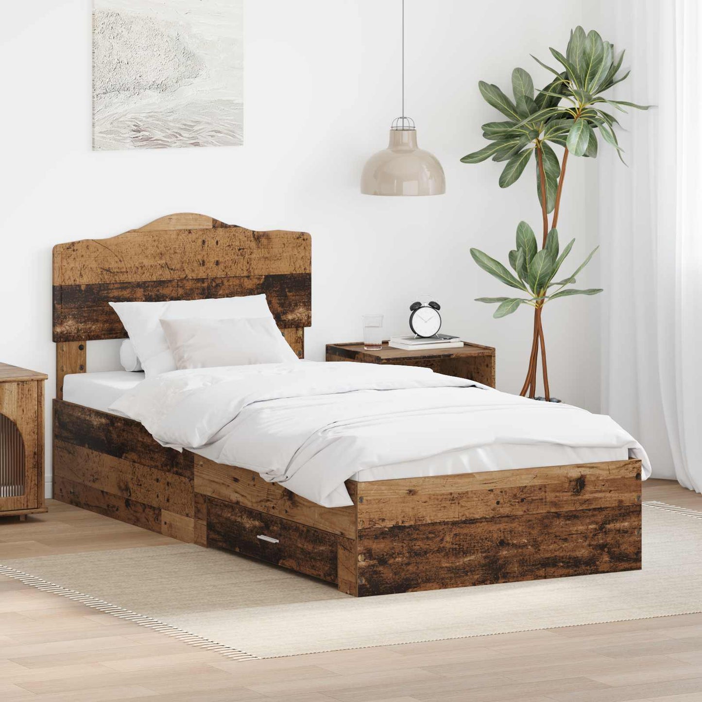 Struttura del letto Legno vecchio 90 x 190 cm Legno multistrato | homemem39