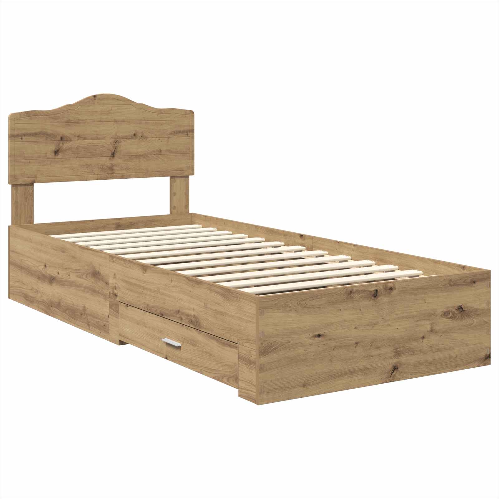 Struttura del letto con cassetto Rovere artigianale 90 x 190 cm | homemem39