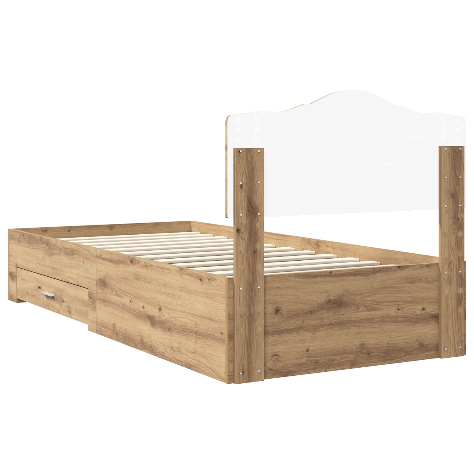 Struttura del letto con cassetto Rovere artigianale 90 x 190 cm | homemem39