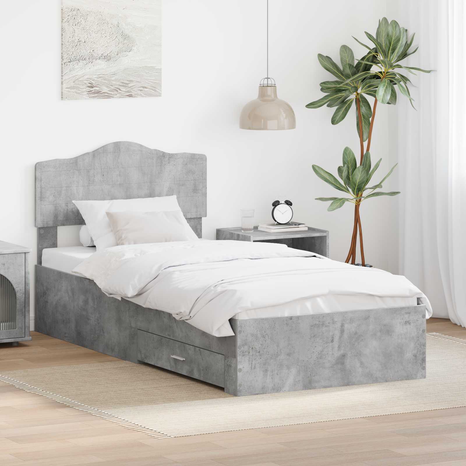 Struttura del letto con testiera Grigio cemento 70 x 190 cm | homemem39