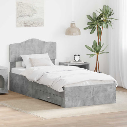 Struttura del letto con testiera Grigio cemento 70 x 190 cm | homemem39