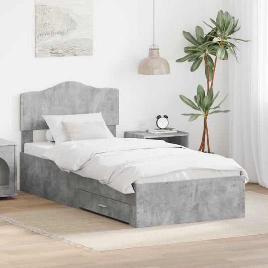 Struttura del letto con testiera Grigio cemento 70 x 190 cm | homemem39