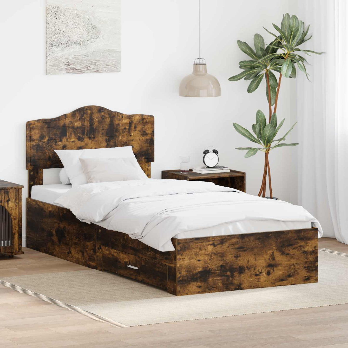 Struttura del letto Rovere fumé 70 x 190 cm Legno multistrato | homemem39