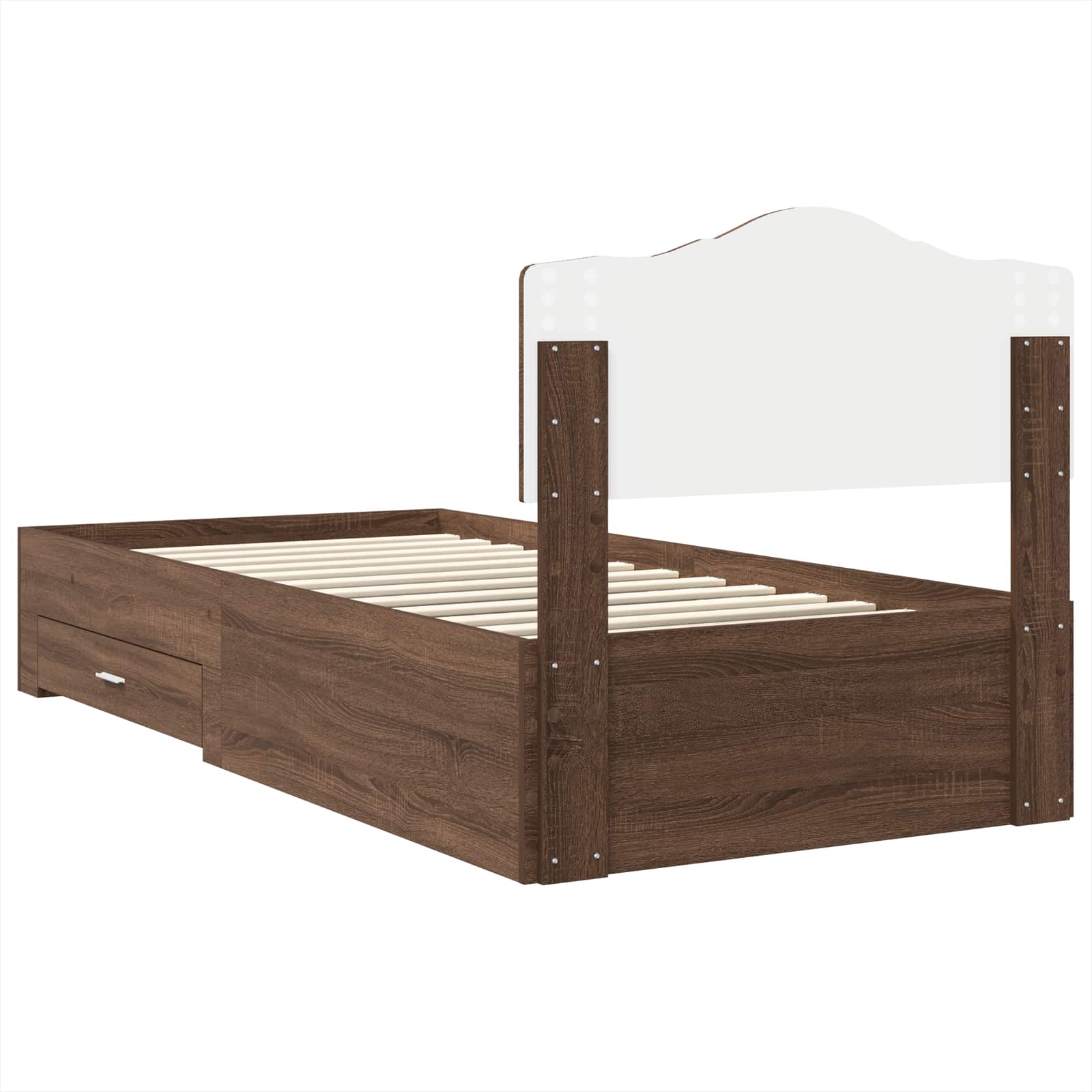 Struttura del letto con testiera Rovere Marrone 70 x 190 cm | homemem39