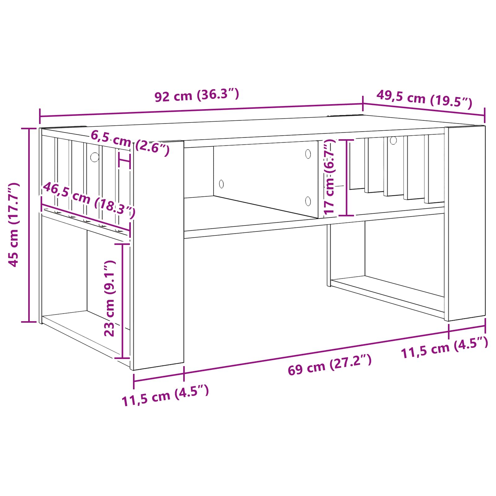 Tavolino da salotto Rovere Nero 92 x 49,5 x 45 cm | homemem39