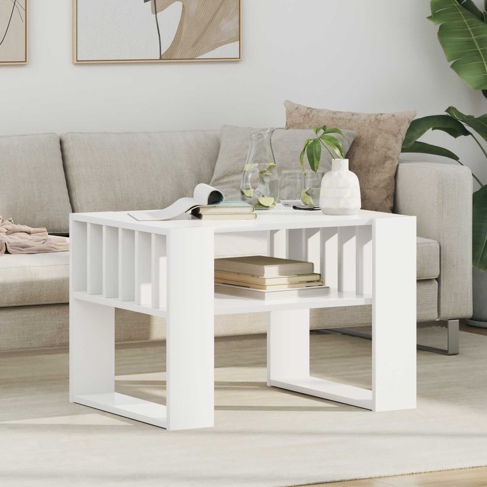 Tavolino da salotto Bianco 66 x 49,5 x 45 cm Legno multistrato | homemem39