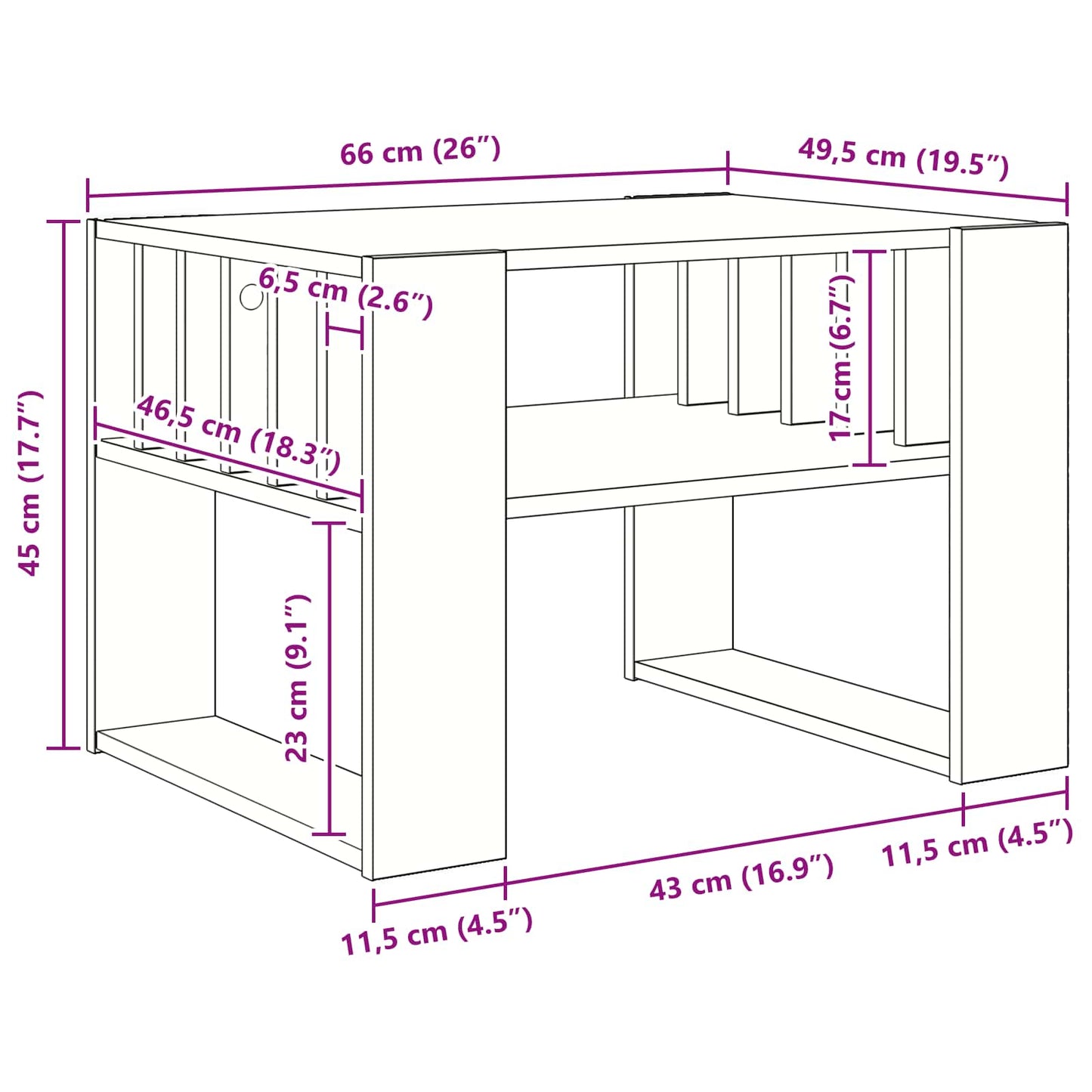 Tavolino da salotto Bianco 66 x 49,5 x 45 cm Legno multistrato | homemem39