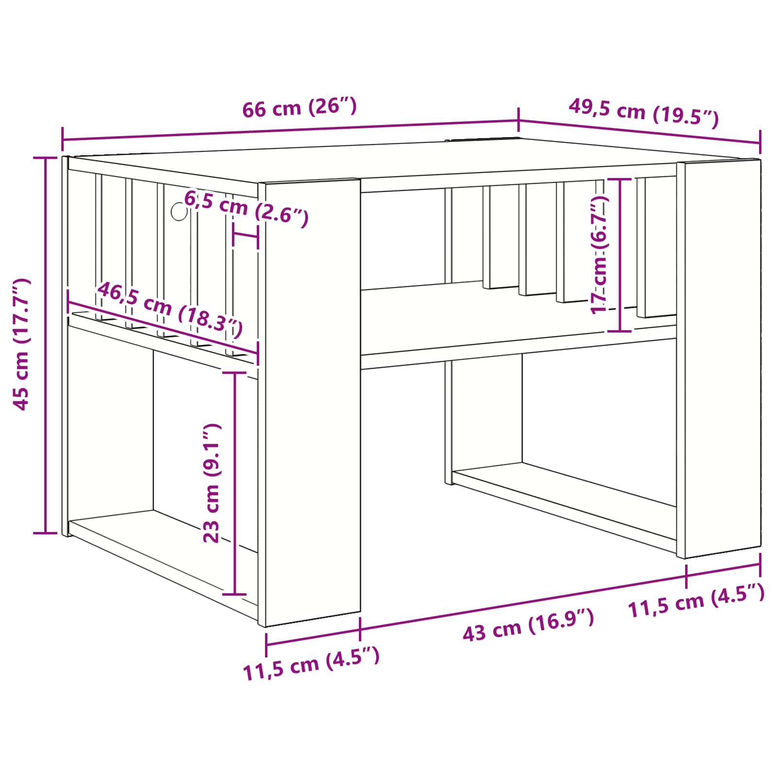 Tavolino da salotto Grigio Sonoma 66 x 49,5 x 45 cm | homemem39