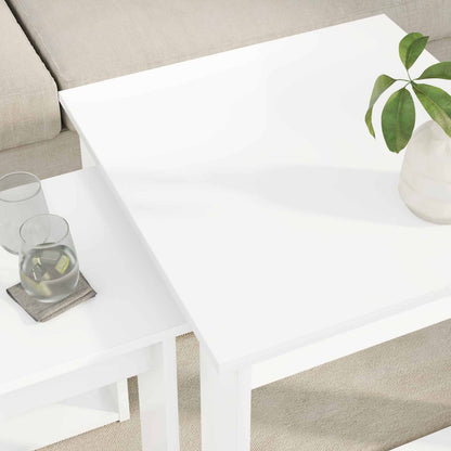 Set di Tavolini da Caffè 2 pcs Bianco Legno multistrato | homemem39