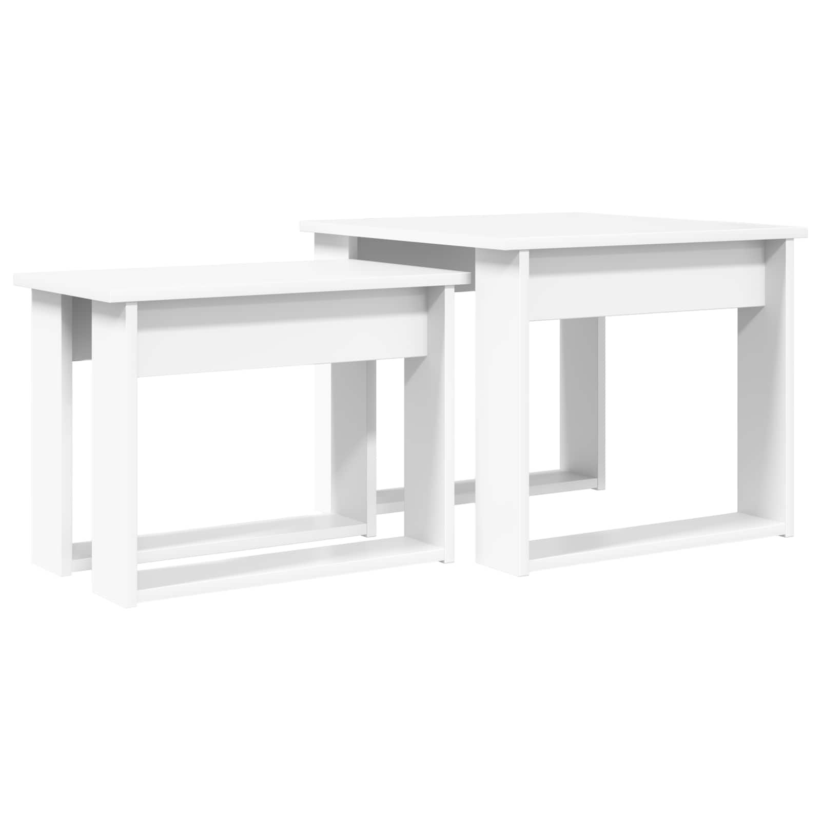 Set di Tavolini da Caffè 2 pcs Bianco Legno multistrato | homemem39