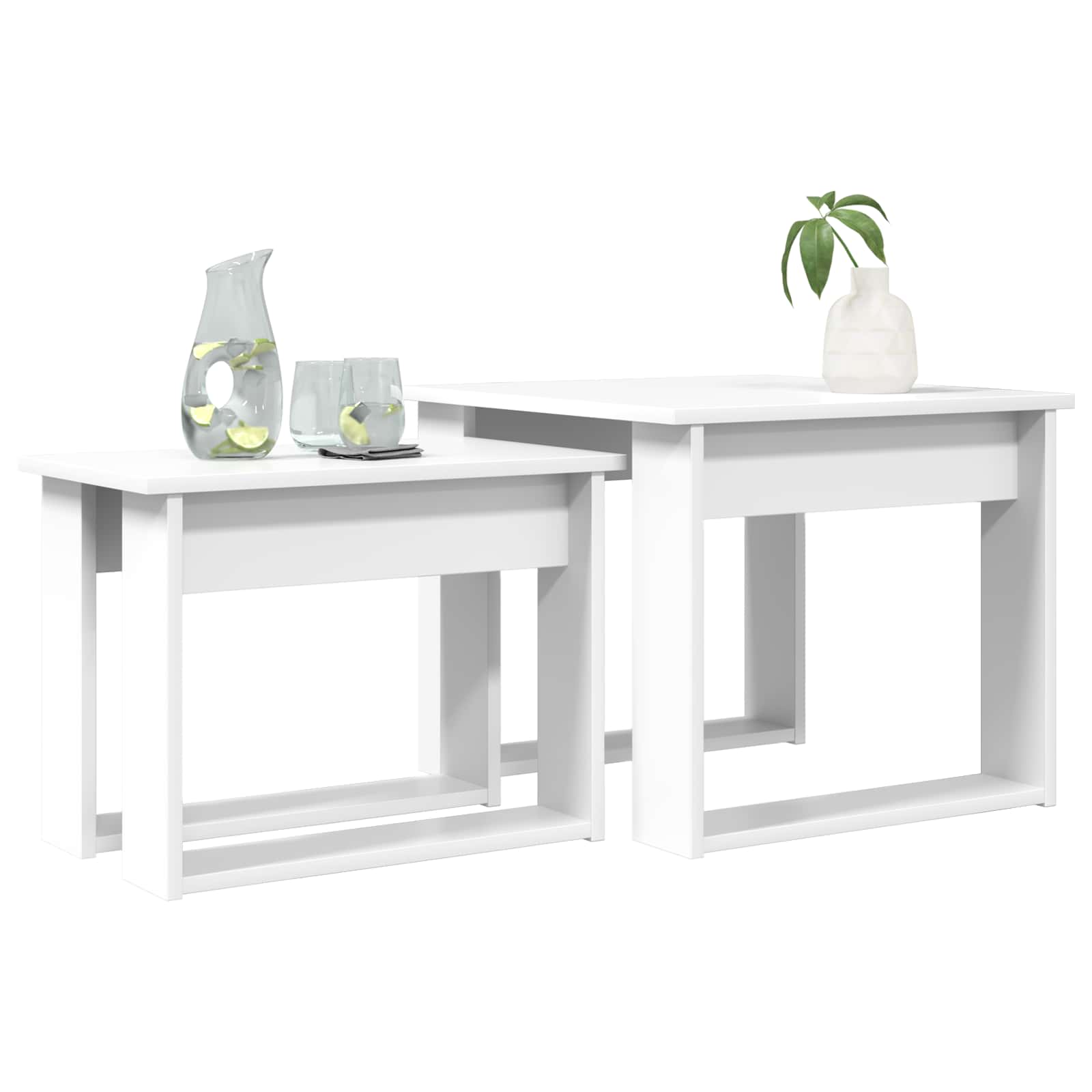 Set di Tavolini da Caffè 2 pcs Bianco Legno multistrato | homemem39