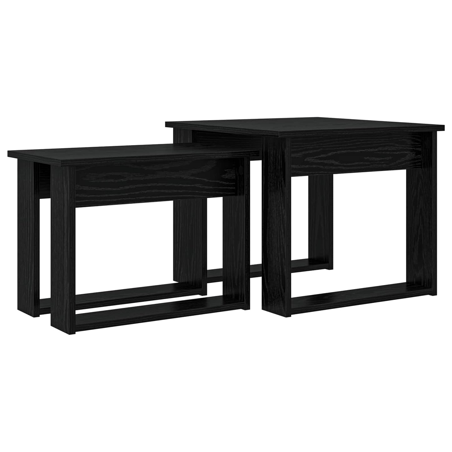 Set di Tavolini da Caffè 2 pcs Rovere Nero Legno multistrato | homemem39