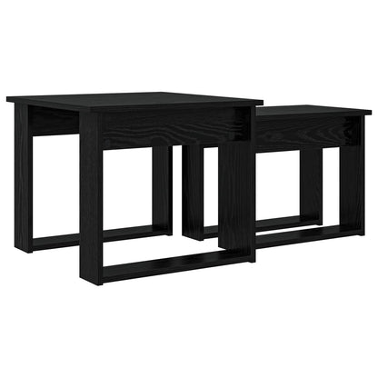 Set di Tavolini da Caffè 2 pcs Rovere Nero Legno multistrato | homemem39