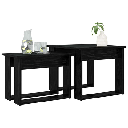 Set di Tavolini da Caffè 2 pcs Rovere Nero Legno multistrato | homemem39