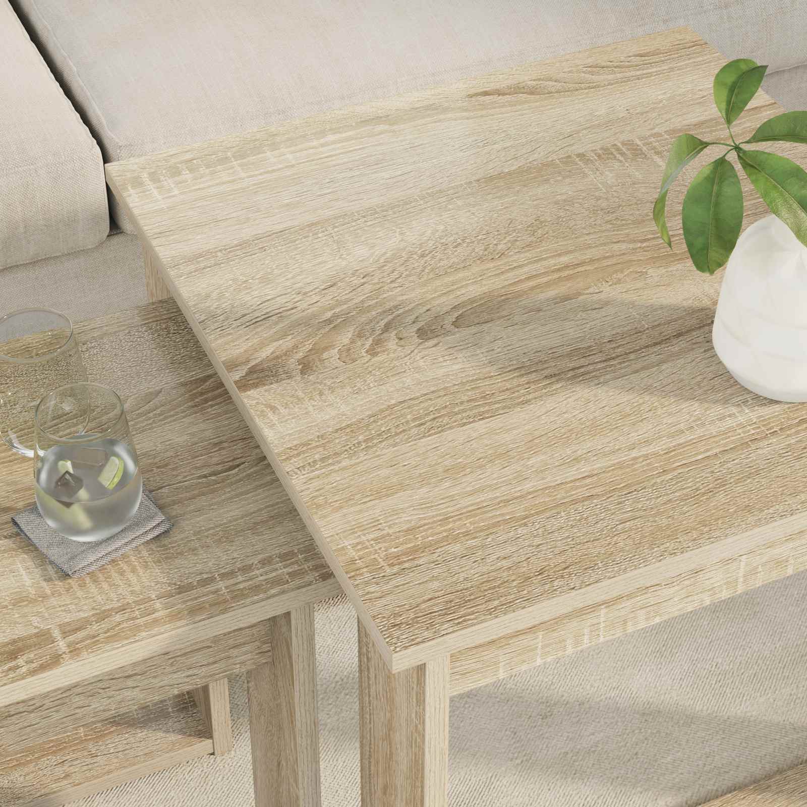 Set di Tavolini da Caffè 2 pcs Rovere Sonoma Legno multistrato | homemem39