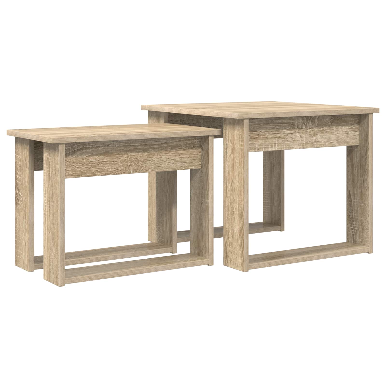 Set di Tavolini da Caffè 2 pcs Rovere Sonoma Legno multistrato | homemem39