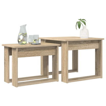 Set di Tavolini da Caffè 2 pcs Rovere Sonoma Legno multistrato | homemem39