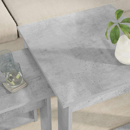Set di Tavolini da Caffè 2 pcs Grigio cemento Legno multistrato | homemem39