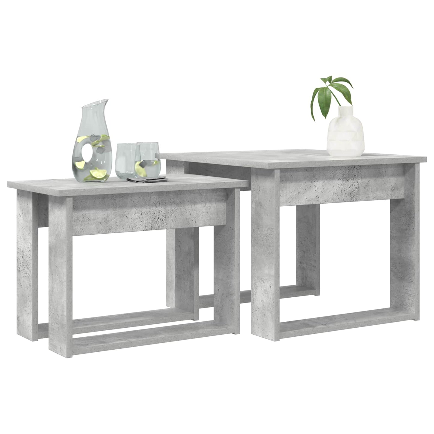 Set di Tavolini da Caffè 2 pcs Grigio cemento Legno multistrato | homemem39