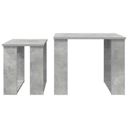 Set di Tavolini da Caffè 2 pcs Grigio cemento Legno multistrato | homemem39
