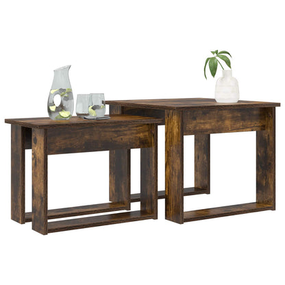 Set di Tavolini da Caffè 2 pcs Rovere fumé Legno multistrato | homemem39