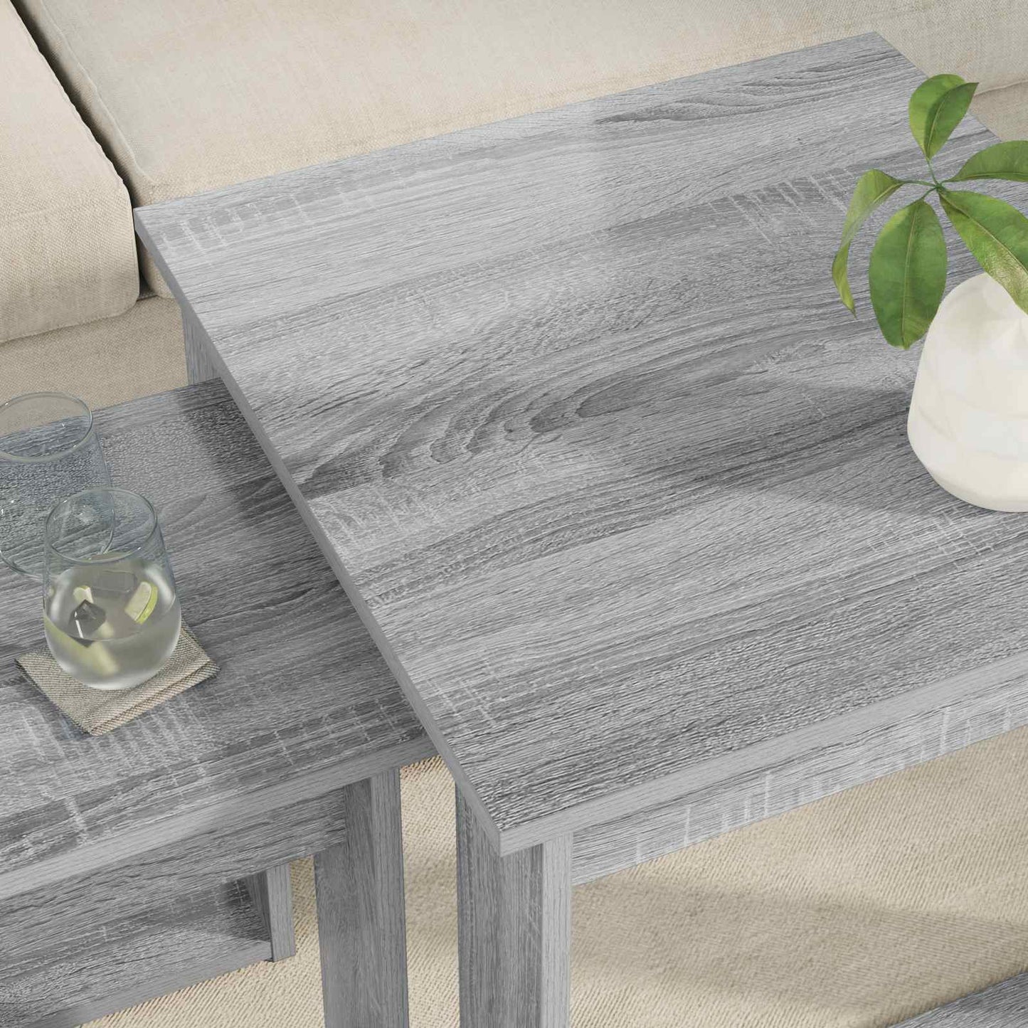 Set di Tavolini da Caffè 2 pcs Grigio Sonoma Legno multistrato | homemem39