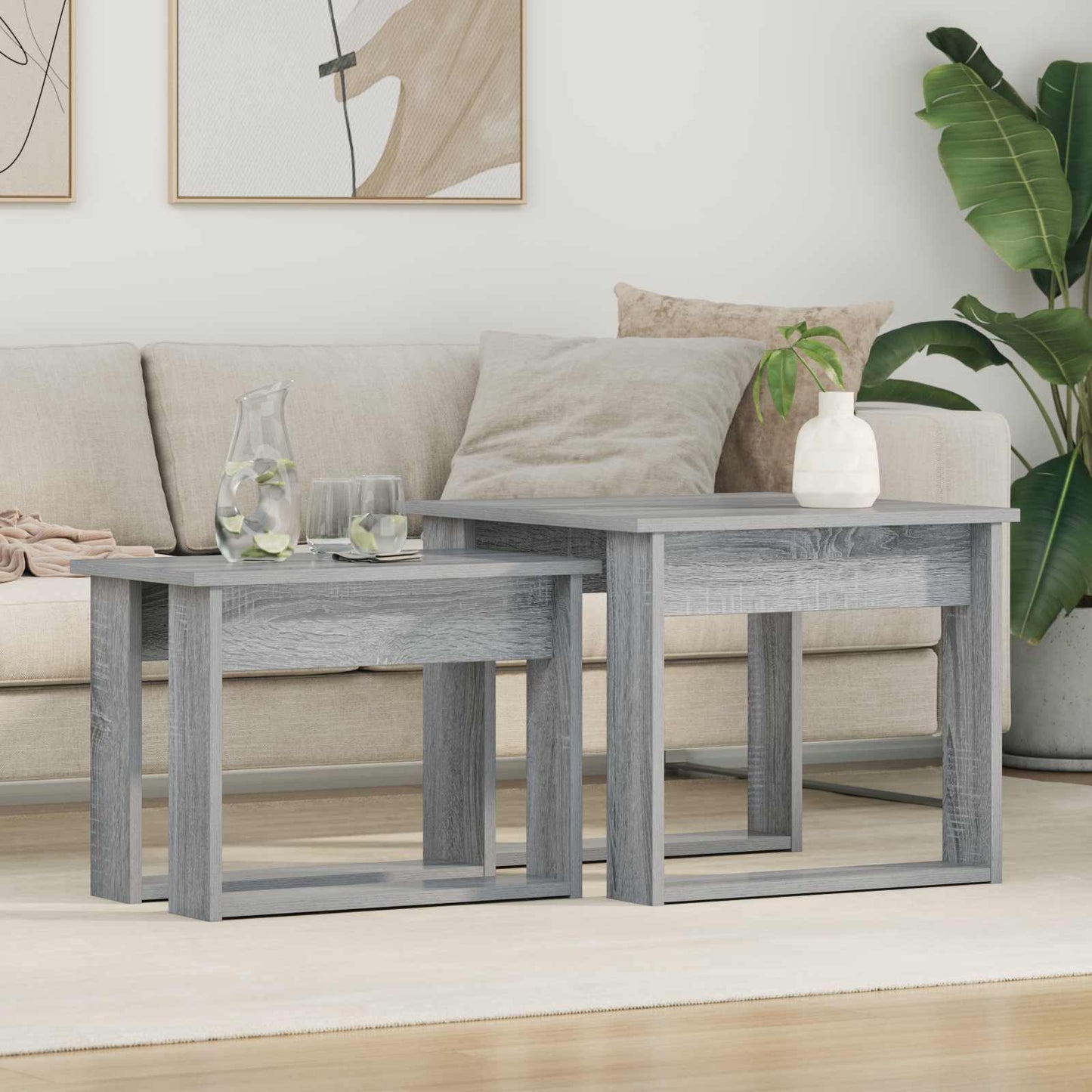 Set di Tavolini da Caffè 2 pcs Grigio Sonoma Legno multistrato | homemem39