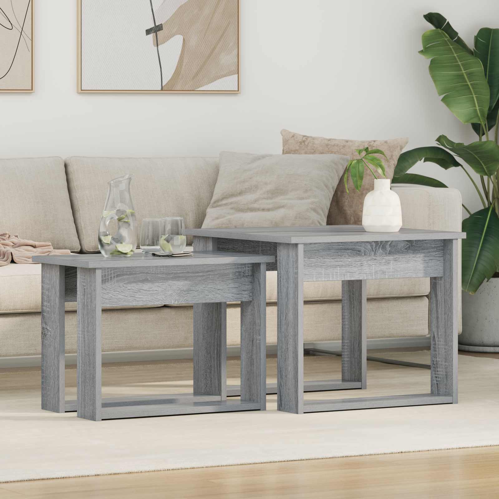 Set di Tavolini da Caffè 2 pcs Grigio Sonoma Legno multistrato | homemem39