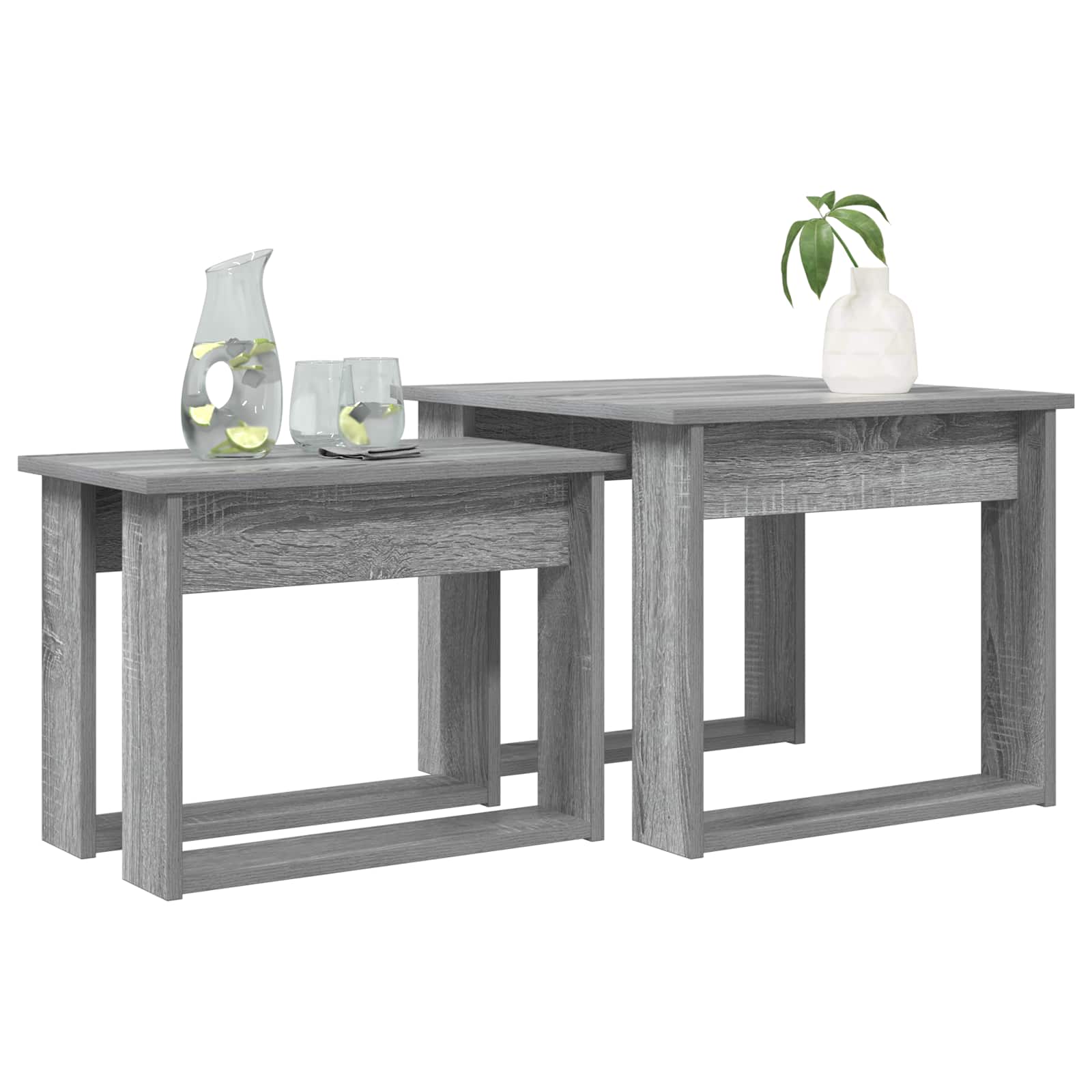 Set di Tavolini da Caffè 2 pcs Grigio Sonoma Legno multistrato | homemem39
