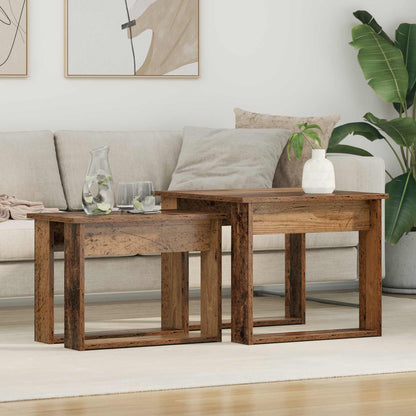 Set di Tavolini da Caffè 2 pcs Legno vecchio Legno multistrato | homemem39