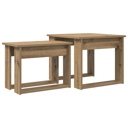 Set di Tavolini da Caffè 2 pcs Rovere artigianale | homemem39