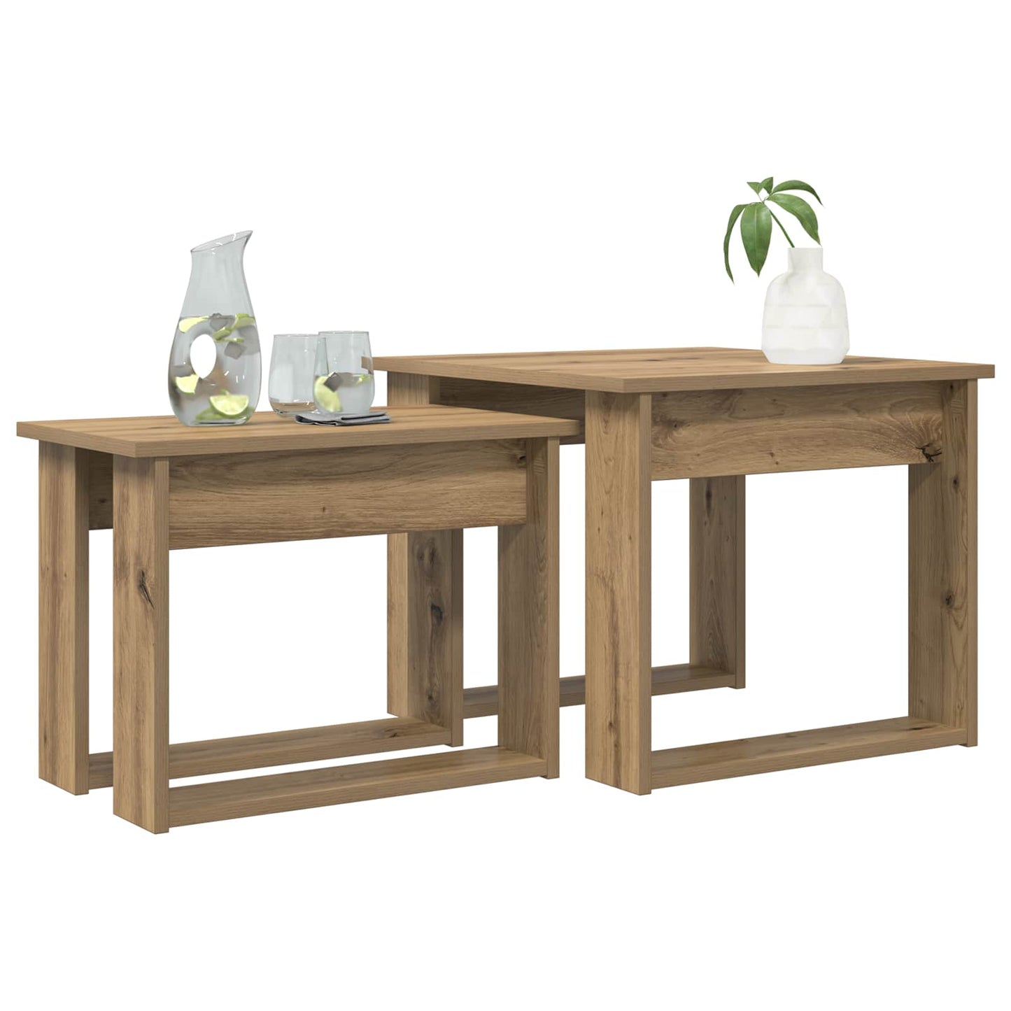 Set di Tavolini da Caffè 2 pcs Rovere artigianale | homemem39