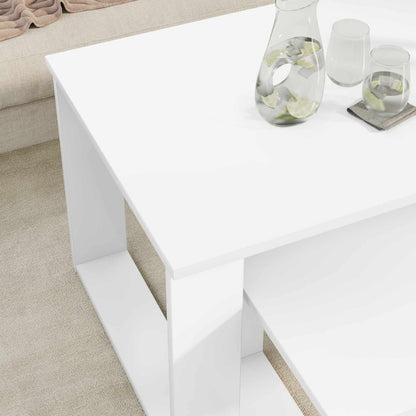 Set di Tavolini da Caffè 2 pcs Bianco Legno multistrato | homemem39