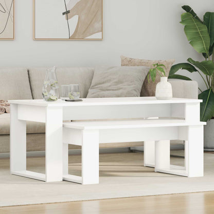 Set di Tavolini da Caffè 2 pcs Bianco Legno multistrato | homemem39