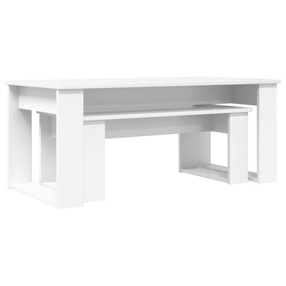 Set di Tavolini da Caffè 2 pcs Bianco Legno multistrato | homemem39