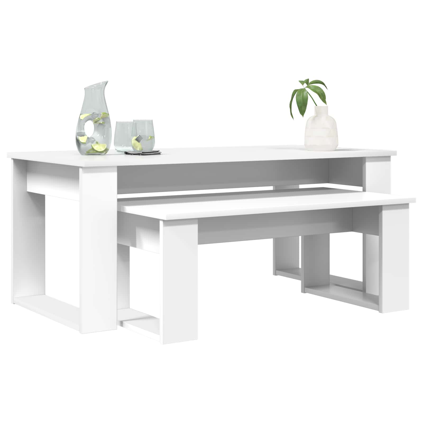Set di Tavolini da Caffè 2 pcs Bianco Legno multistrato | homemem39