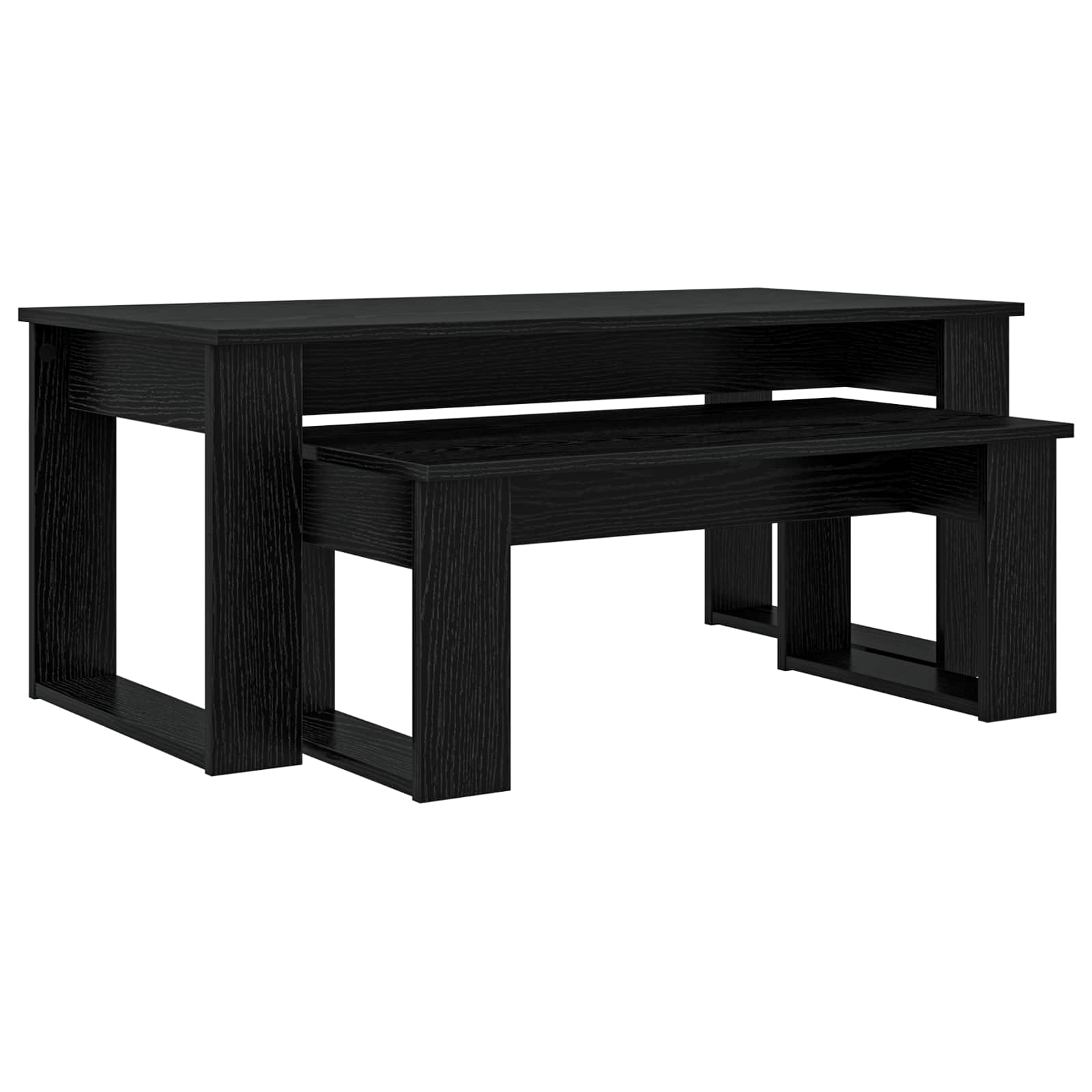 Set di Tavolini da Caffè 2 pcs Rovere Nero Legno multistrato | homemem39